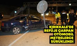 Kırıkkale’de refüje çarpan otomobil metrelerce sürüklendi