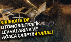 Kırıkkale’de otomobil trafik levhalarına ve ağaca çarptı! 4 yaralı