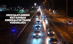 Gece saatlerinde Kilit Kavşak Kırıkkale’de trafik yoğunluğu