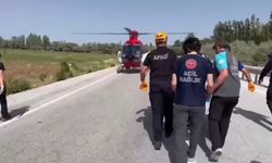 Trafik kazasına helikopterli müdahale