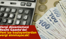 Vergi düzenlemesi Resmi Gazete'de! Yeni işe başlayanlardan vergi alınmayacak!