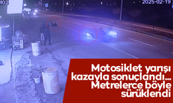 Motosiklet yarışı kazayla sonuçlandı... Metrelerce böyle sürüklendi