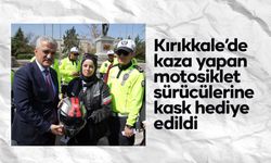 Kırıkkale'de motosiklet sürücülerine kask hediye edildi