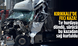 Tır hurdaya döndü, sürücü bu kazadan sağ kurtuldu