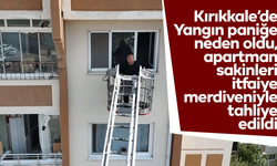 Yangın paniğe neden oldu, apartman sakinleri itfaiye merdiveniyle tahliye edildi