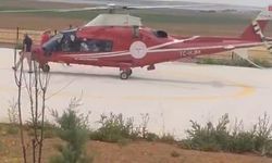 Kalp krizi geçiren hasta için helikopter ambulans havalandı