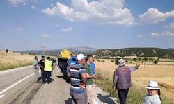 Hasat esnasında biçerdöver yandı