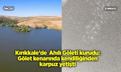 Kırıkkale’de ki Ahılı Göleti kurudu: Gölet kenarında kendiliğinden karpuz yetişti
