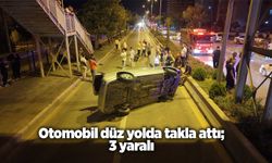 Otomobil düz yolda takla attı; 3 yaralı