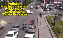 Polisten kaçtığını sanan motosiklet sürücüsüne 21 bin lira ceza