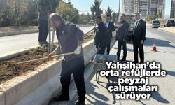Yahşihan’da orta refüjlerde peyzaj çalışmaları sürüyor