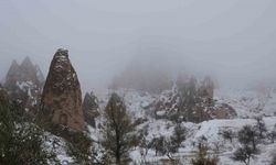 Kar Kapadokya’ya çok yakıştı