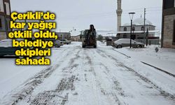 Çerikli’de kar yağışı etkili oldu, belediye ekipleri sahada