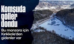 Karagöl Tabiat Parkı beyaza büründü, gölün yüzeyi buz tuttu