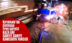 Hemzemin geçitte mahsur kalan dolmuşa tren çarptı... Feci kaza kamerada