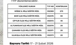 Niğde'de okullara 470 kişilik TYP alımı yapılacak