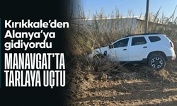 Manavgat'ta otomobil tarlaya uçtu, sürücü kazayı burnu bile kanamadan atlattı