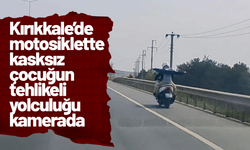 Kırıkkale’de motosiklette kasksız çocuğun tehlikeli yolculuğu kamerada