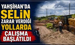 Yahşihan’da selin zarar verdiği yollarda çalışma başlatıldı