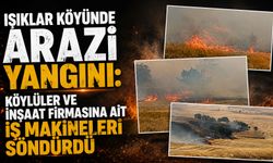 Işıklar köyünde arazi yangını: Köylüler ve inşaat firmasına ait iş makineleri söndürdü