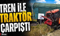 Tren ile traktör çarpıştı