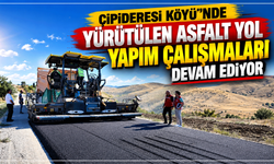 Çipideresi Köyü’nde yürütülen asfalt yol yapım çalışmaları devam ediyor