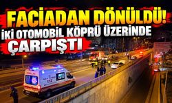 Faciadan dönüldü! İki otomobil köprü üzerinde çarpıştı
