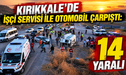 Kırıkkale'de işçi servisi ile otomobil çarpıştı: 14 yaralı