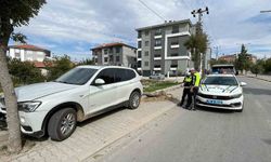 Karaman'da kontrolden çıkan cip kaldırımdaki ağacı devirdi