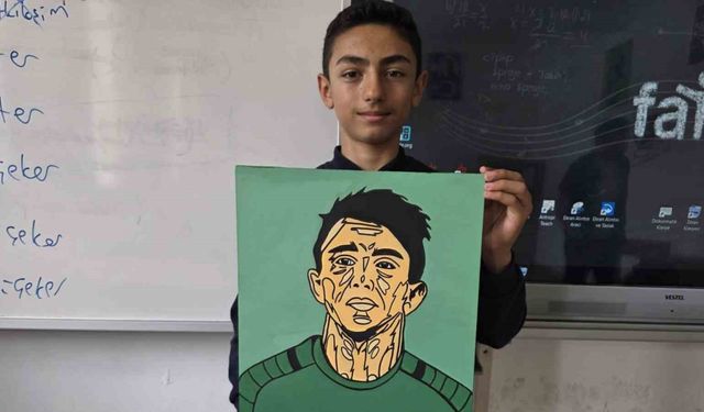 Hayran kalbiyle çizdi: 12 yaşındaki Ünal’ın en büyük hayali Muslera’ya resmini vermek