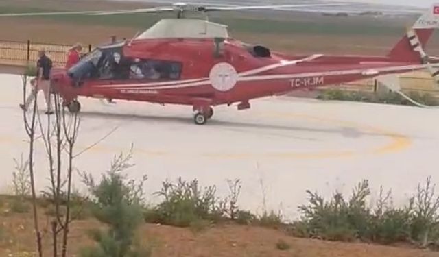 Kalp krizi geçiren hasta için helikopter ambulans havalandı