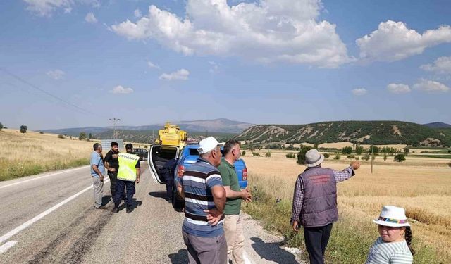 Hasat esnasında biçerdöver yandı