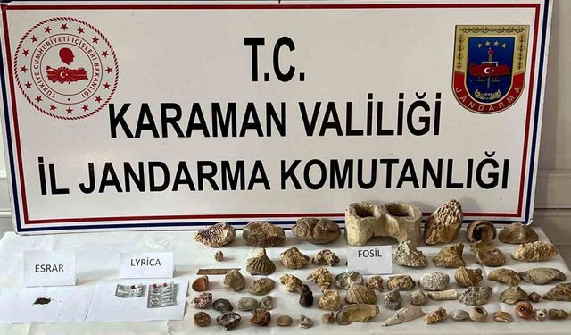 Kenevir ve 63 adet fosil ele geçirildi