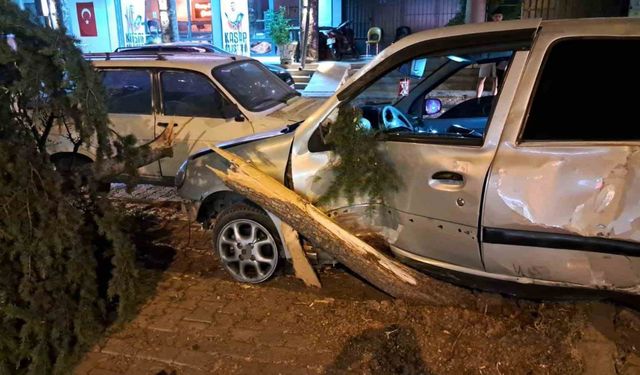 Ortalığın savaş alanına döndüğü kaza maddi hasarla atlatıldı