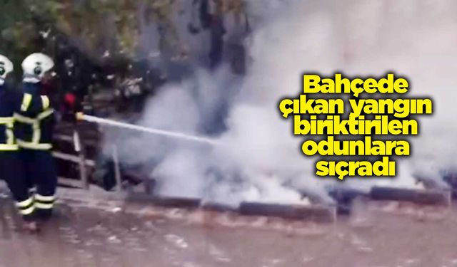 Bahçede çıkan yangın biriktirilen odunlara sıçradı