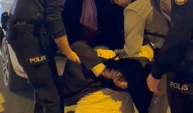 Agresif tavırları nedeniyle kendisine müdahale etmek isteyen polislere saldırdı