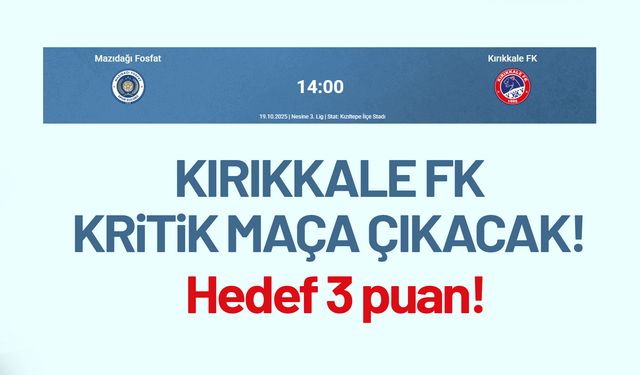 Kırıkkale FK, Mazıdağı Fosfatspor'a konuk olacak
