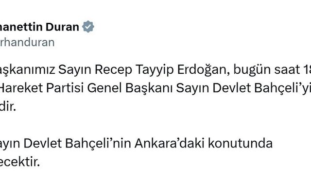 Cumhurbaşkanı Erdoğan, MHP Lideri Bahçeli’yi ziyaret edecek