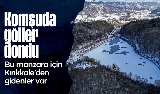 Karagöl Tabiat Parkı beyaza büründü, gölün yüzeyi buz tuttu