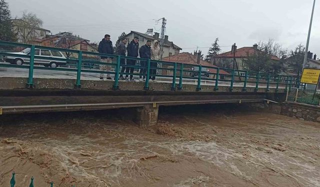 Yağış sonrası sel dereleri taşırdı