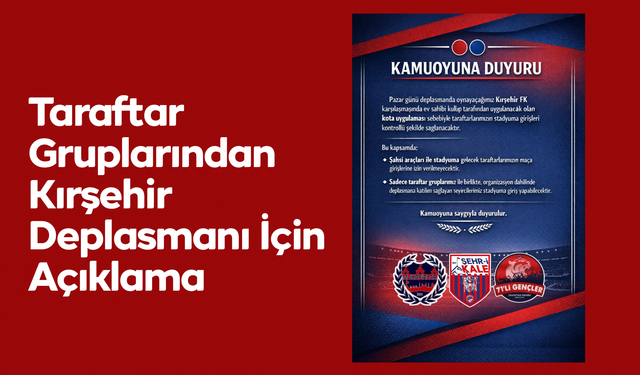 Taraftar Gruplarından Kırşehir Deplasmanı İçin Ortak Açıklama