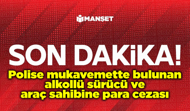 Polise mukavemette bulunan alkollü sürücü ve araç sahibine para cezası