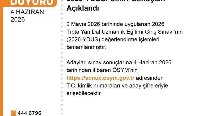 YDUS sonuçları açıklandı