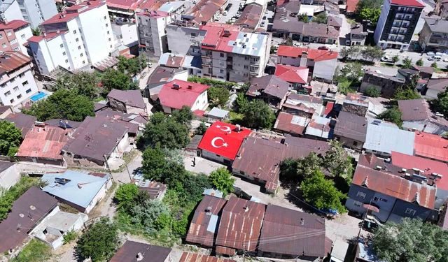Vatan sevgisini evinin çatısına işledi