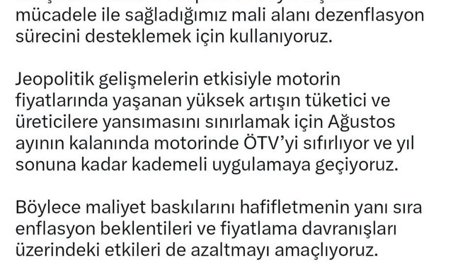 Bakan Şimşek: 'Dezenflasyon sürecini destekliyoruz'