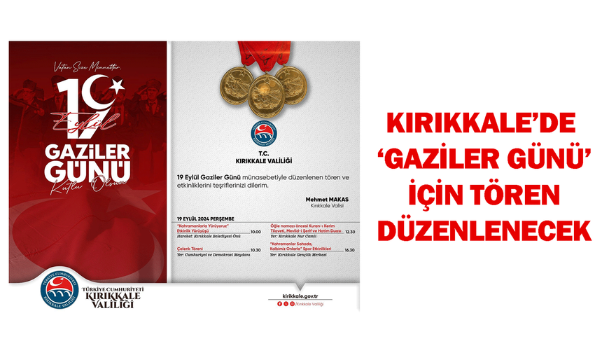 Kırıkkale’de ‘Gaziler Günü’ için tören düzenlenecek