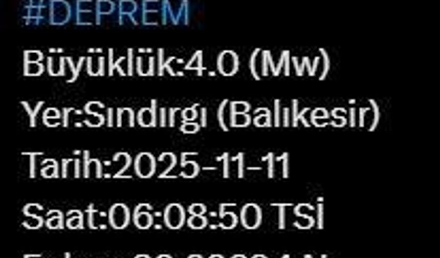 Balıkesir’de 4 büyüklüğünde deprem