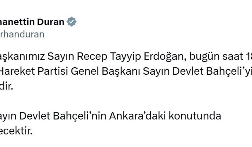Cumhurbaşkanı Erdoğan, MHP Lideri Bahçeli’yi ziyaret edecek