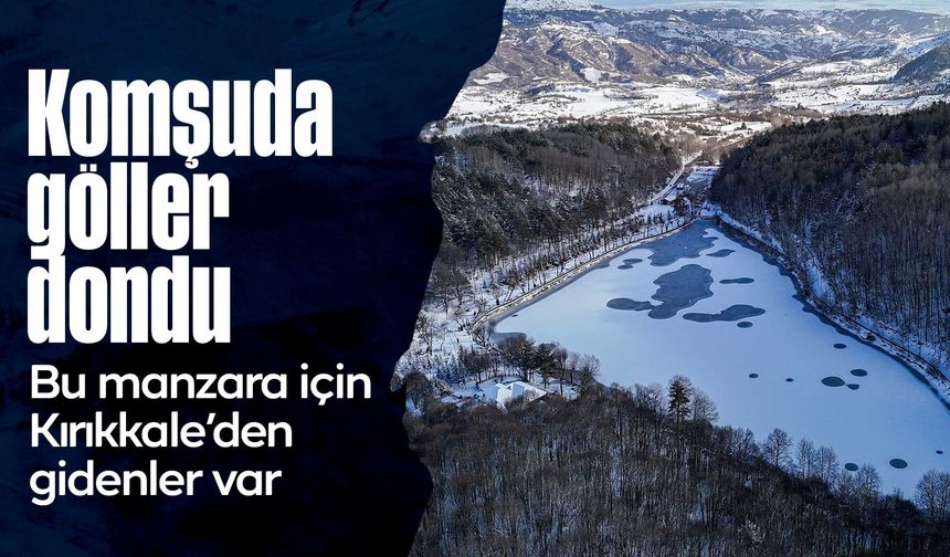 Karagöl Tabiat Parkı beyaza büründü, gölün yüzeyi buz tuttu