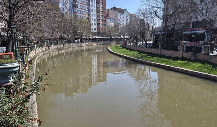 Porsuk Çayı kahverengine büründü